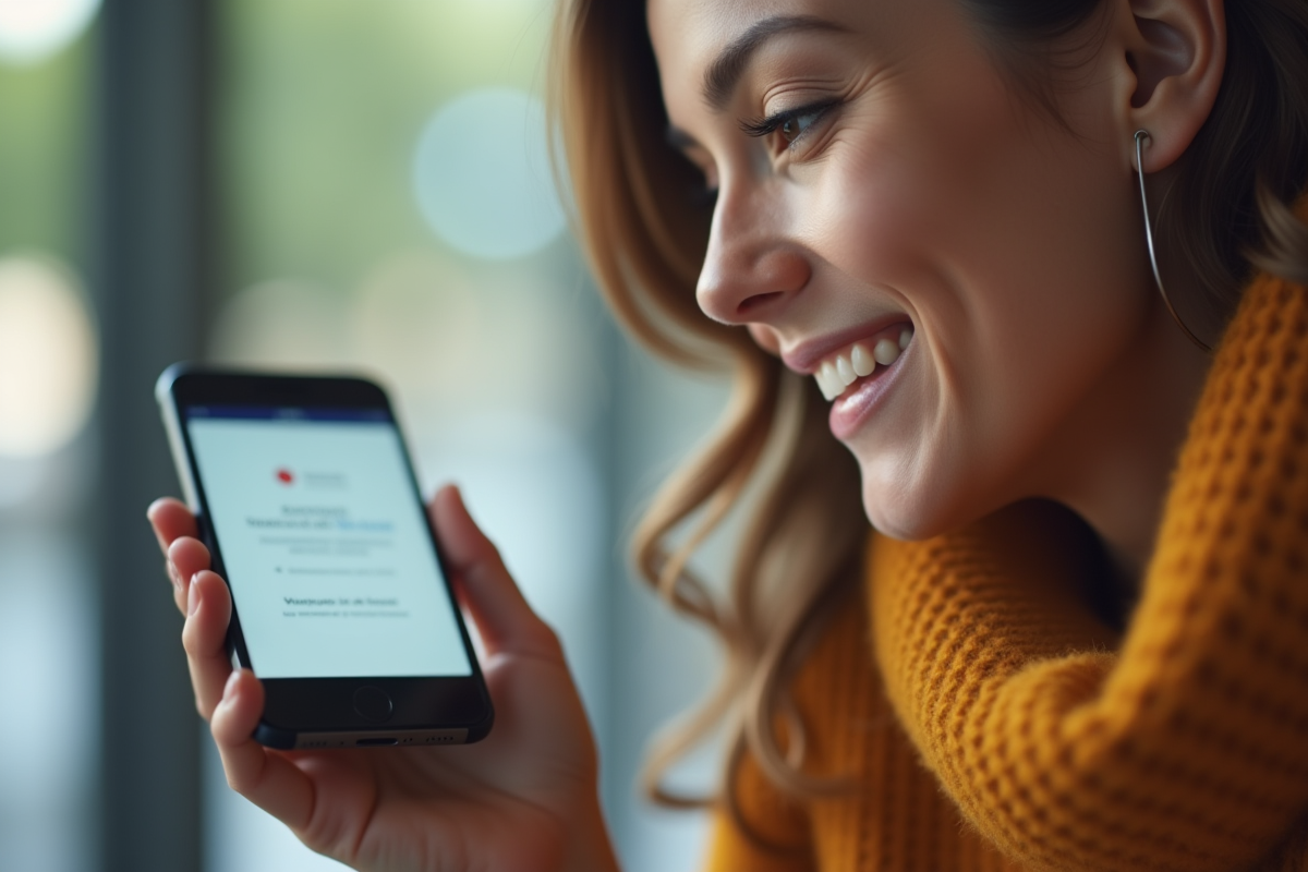 Femme tenant un smartphone affichant l erreur Bouygues S1