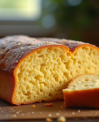 Gâteau gavottes croustillant doré tranché sur table en bois