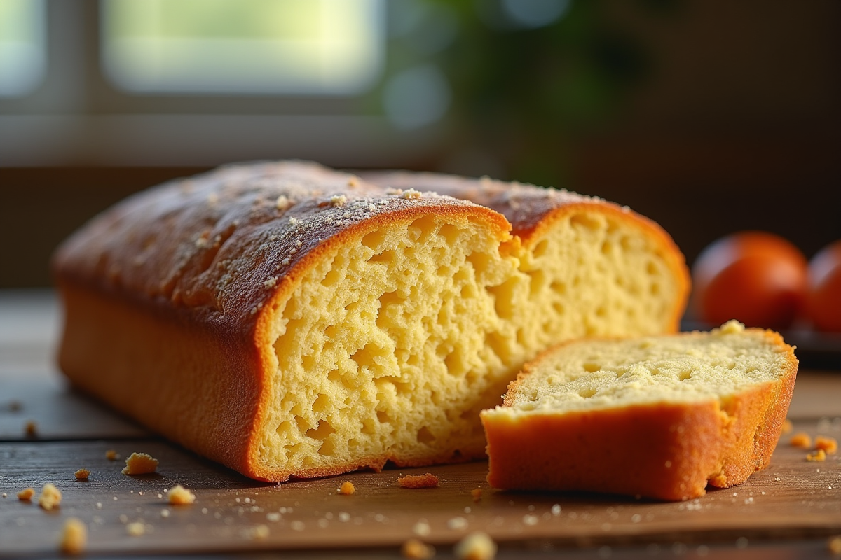 Gâteau gavottes croustillant doré tranché sur table en bois