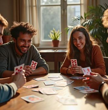 Comment jouer au président : les règles du jeu détaillées Groupe d'amis jouant aux cartes autour d'une table en intérieur
