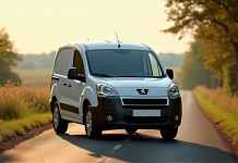 Voiture Peugeot Partner Tepee en campagne ensoleillee