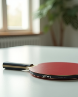 Raquette de tennis de table 6 étoiles sur table blanche