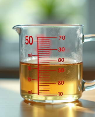 Verre mesureur avec liquide jusqu a 50 ml en gros plan