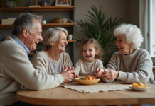 Valeurs familiales : décryptage des piliers de la famille moderne Famille multigenerational autour d'une table en intérieur