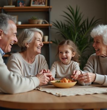 Famille multigenerational autour d'une table en intérieur