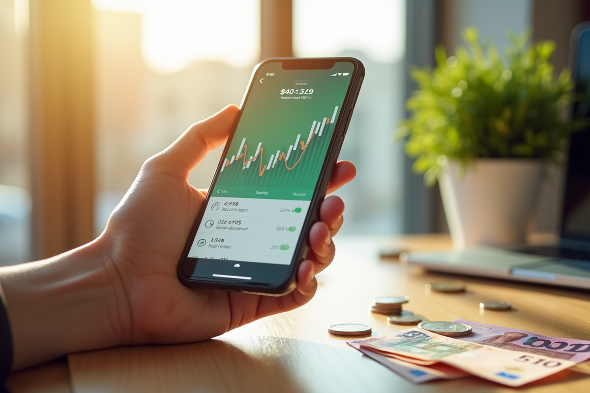 Main tenant un smartphone avec application d