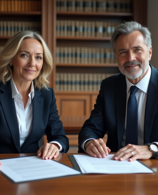 Deux avocats en réunion dans un bureau moderne