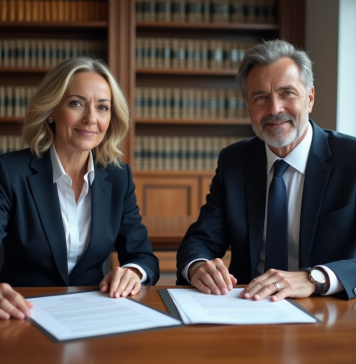 Deux avocats en réunion dans un bureau moderne