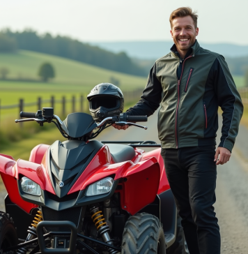 Pourquoi choisir un quad adulte homologué 50 cm³ pour vos loisirs Homme souriant en motocross avec quad en campagne