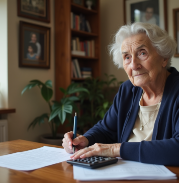 Estimation maison pour succession : pourquoi la faire évaluer ? Femme senior concentrée à gérer ses finances à la maison