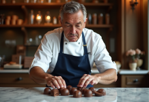Pourquoi les marques de chocolat en France jouissent-elles d’une telle renommée ? Chocolatier français arrangeant des bonbons en chocolat