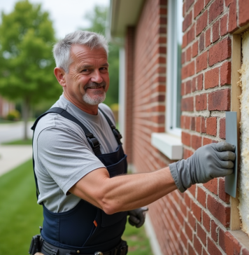 Homme moyenâgeux appliquant de l'isolation extérieure sur une maison