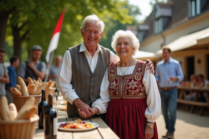 Couple en costume traditionnel lors d'un festival rural