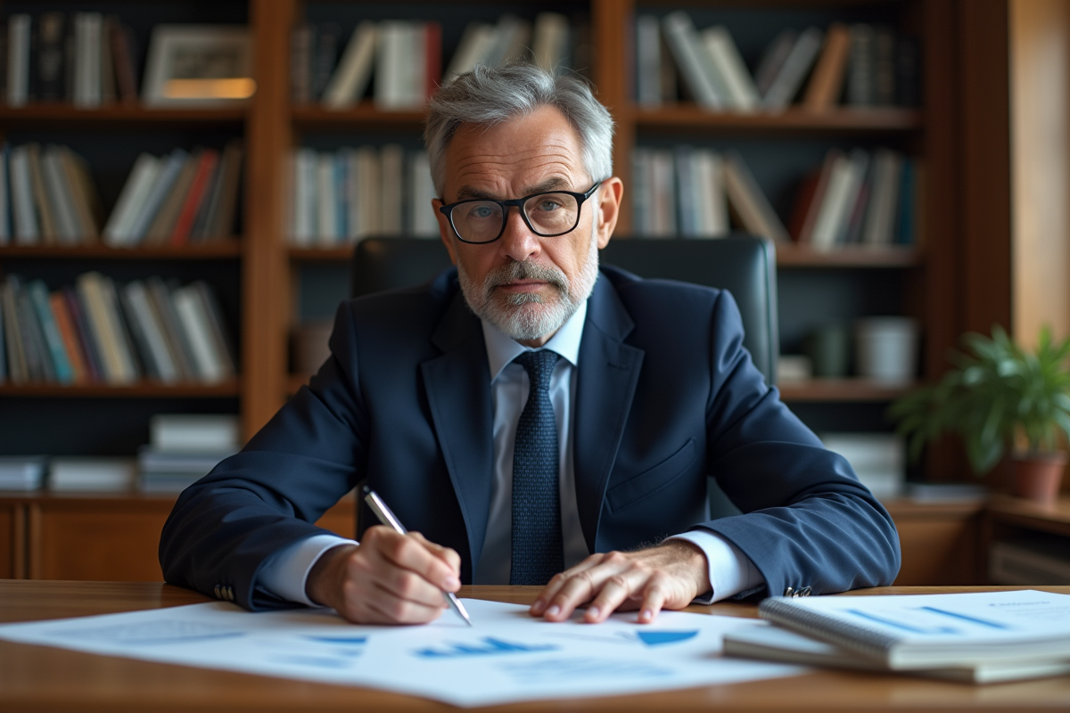 Homme d'affaires en costume dans un bureau moderne