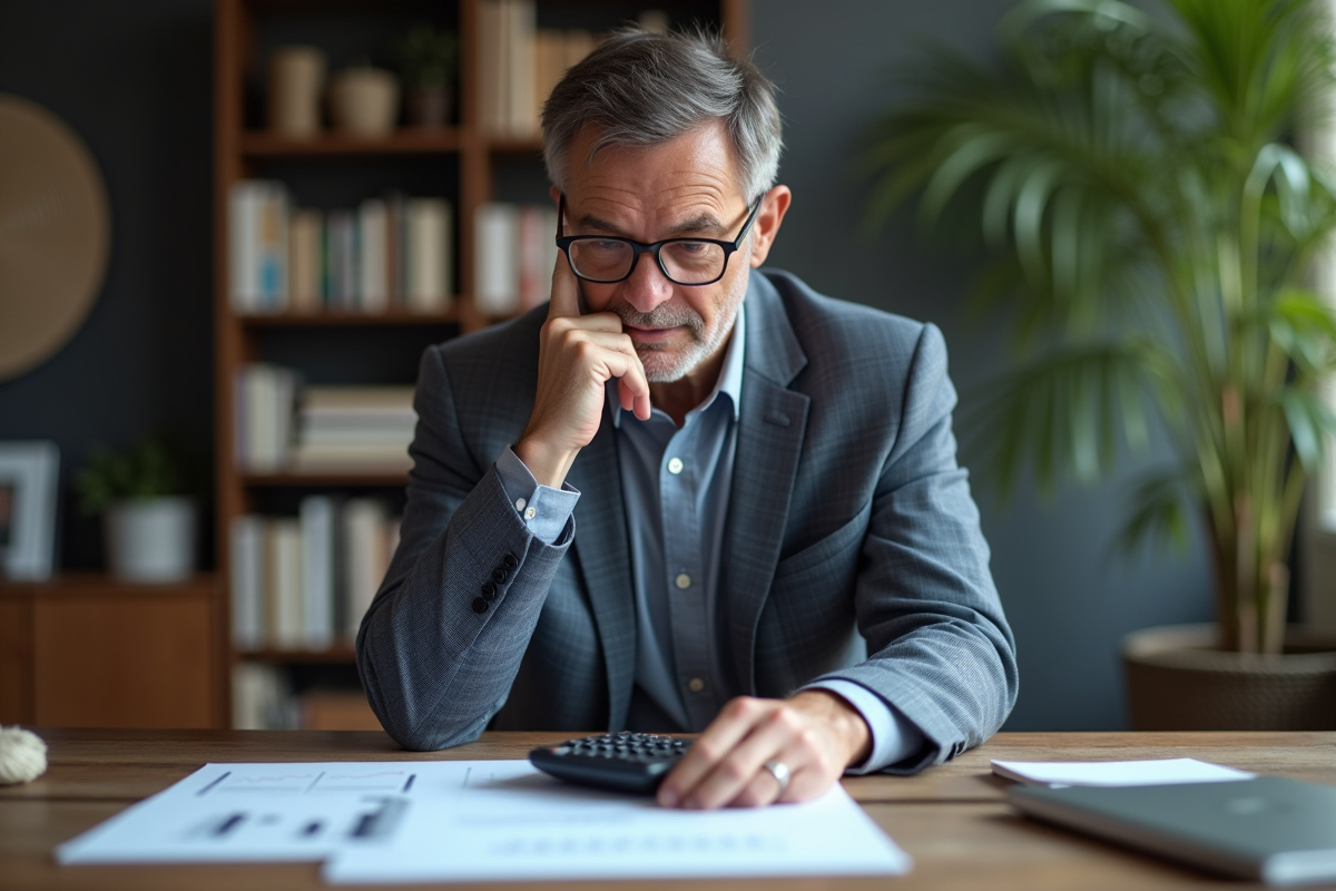 Homme d'affaires analysant des graphiques d'investissement