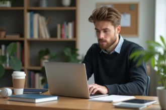 Ordinateur et chaise ergonomique pour rédacteur web efficace
