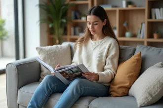 Canapé confortable dans un salon accueillant et bien décoré