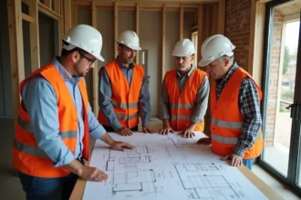 Travailleurs spécialisés réalisant des rénovations dans une maison