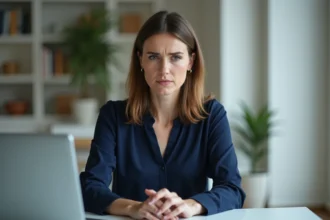 Femme inquiète regardant son ordinateur portable face aux risques de confidentialité du magazine Niodle en 2026
