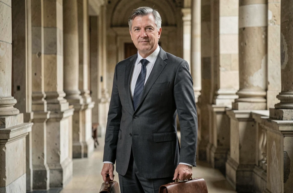 Maître Philippe Pressecq, avocat du Tarn, dans le couloir d'un palais de justice