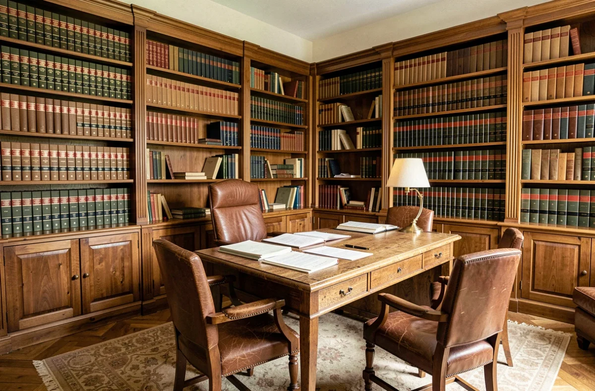 Bureau d'avocat traditionnel dans le Tarn avec bibliothèque juridique et documents officiels